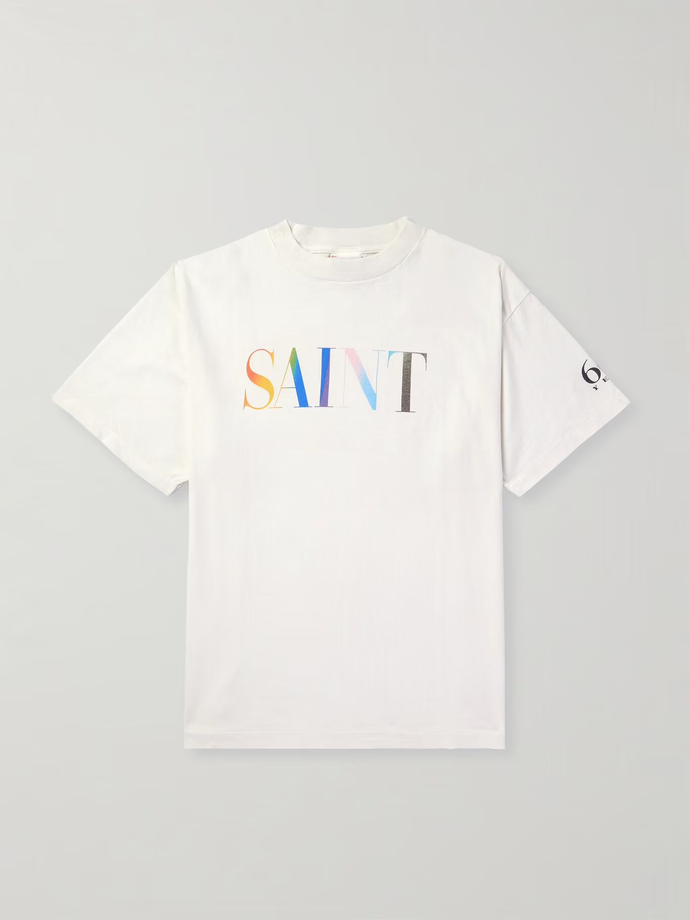 

Футболка из хлопкового джерси с радужным логотипом SAINT MXXXXXX, кремовый