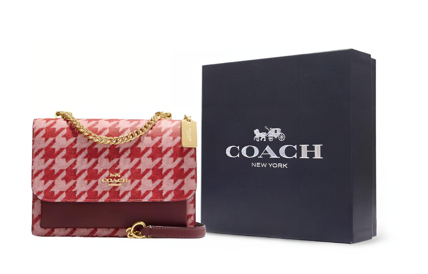 

COACH Кожаная квадратная сумка через плечо женская красная