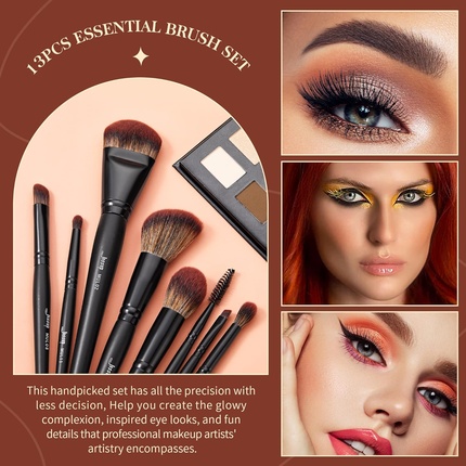 Набор кистей для макияжа 13pcs Professional Vegan Foundation Powder Contour Blush Highlight Eyeshadow Blending Concealer Spoolie Eyeliner Brush Phantom Black T300 E-13 Parts — фото 3