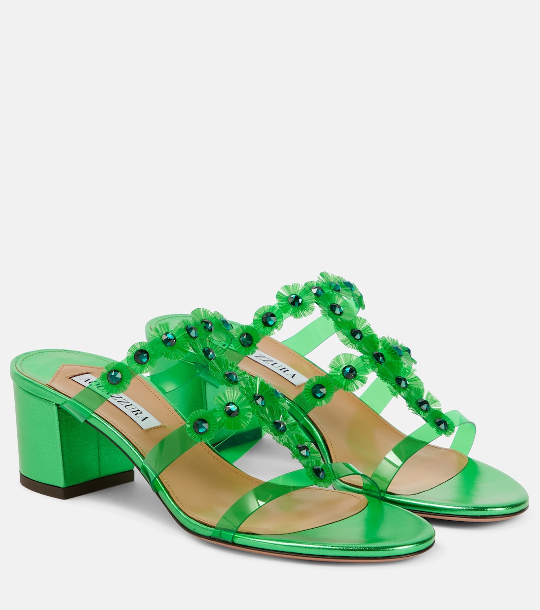 Мюли из ПВХ с отделкой в виде метеорита Aquazzura, Emerald