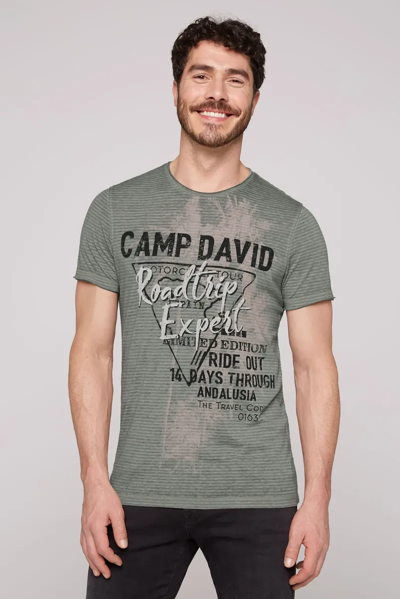 

Рубашка CAMP DAVID с круглым вырезом и открытыми краями, зеленый