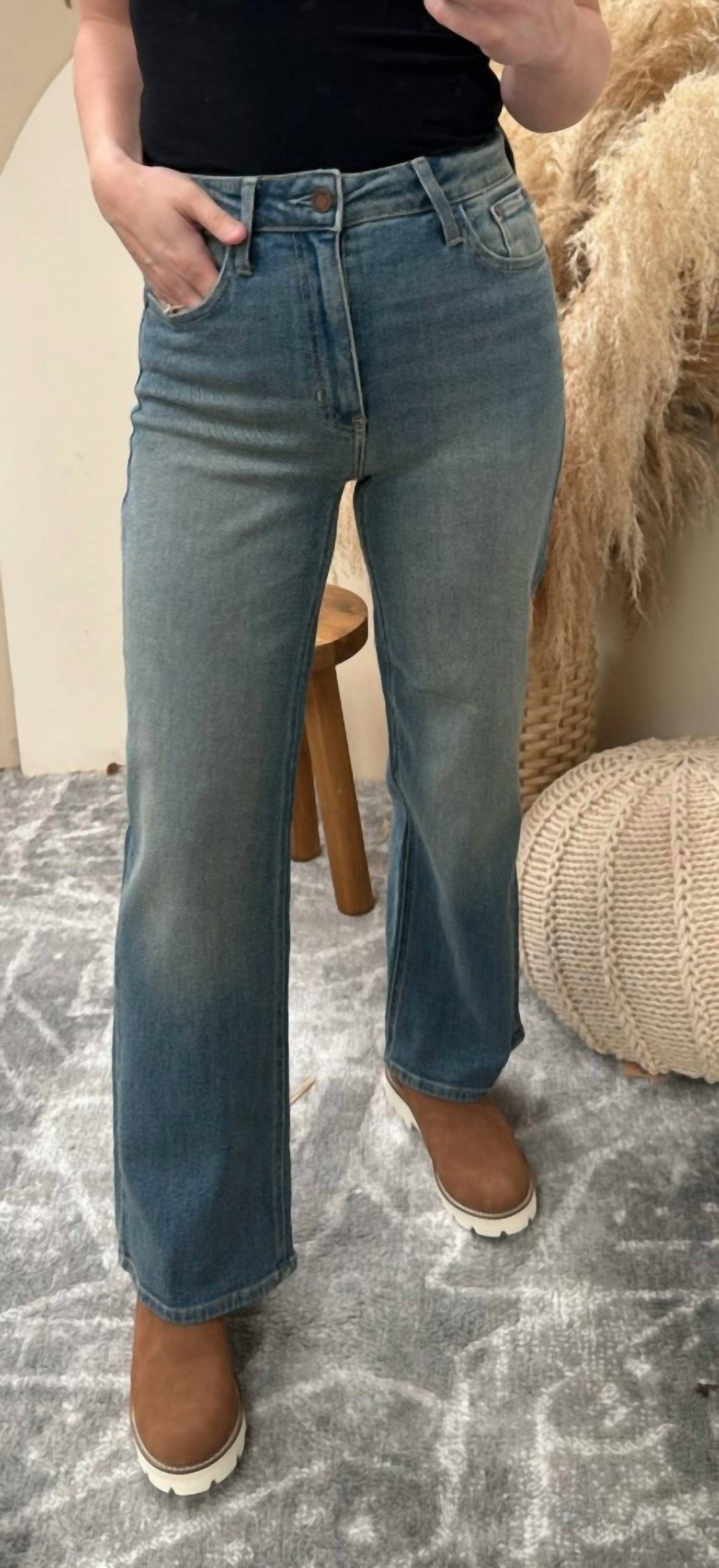 

Высокие прямые джинсы полной длины Vintage Medium JUST BLACK DENIM, Vintage Medium