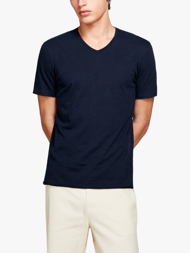 

Футболка Slim Fit с коротким рукавом и V-образным вырезом из хлопка SISLEY, Blue