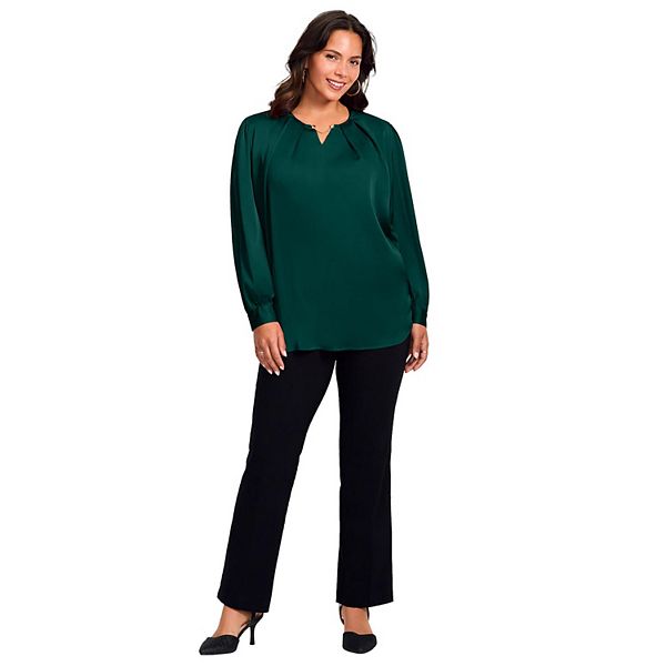 

Женский топ из сатина с цепочкой plus size Avenue, Emerald Green