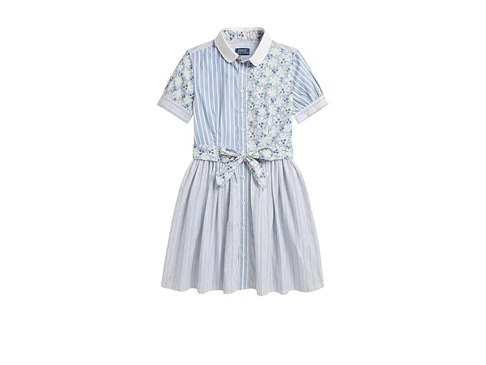 Платье-рубашка хлопковое поплин модель Fun Shirtdress Polo Ralph Lauren Kids, Light Navy