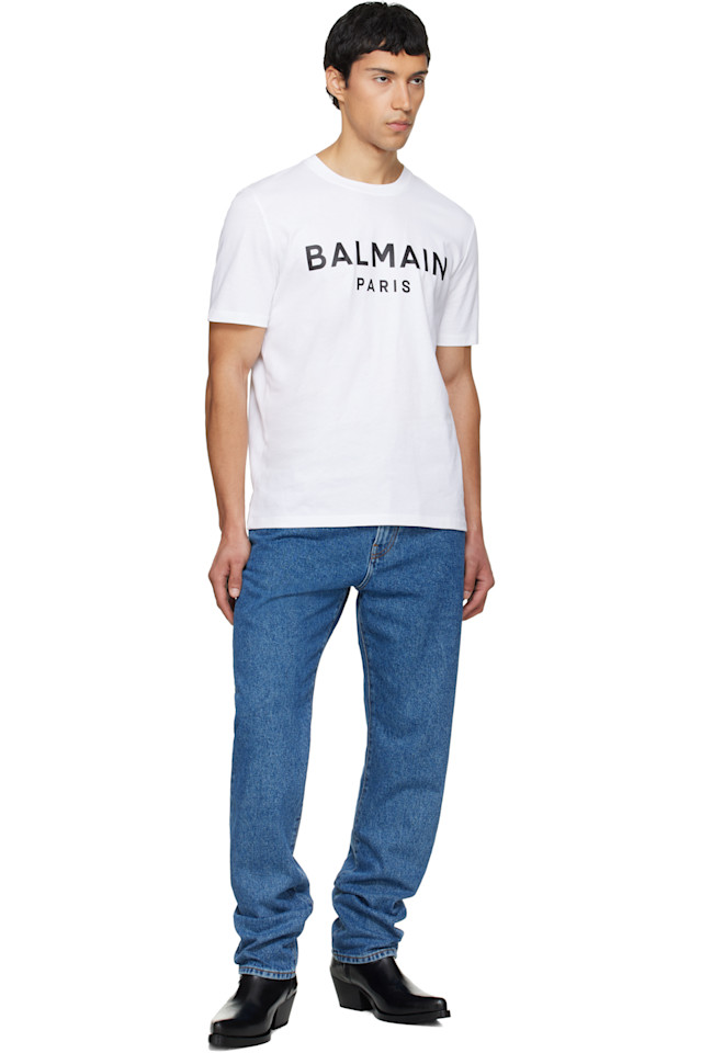 Balmain Белая футболка с принтом «Balmain Paris» — фото 4