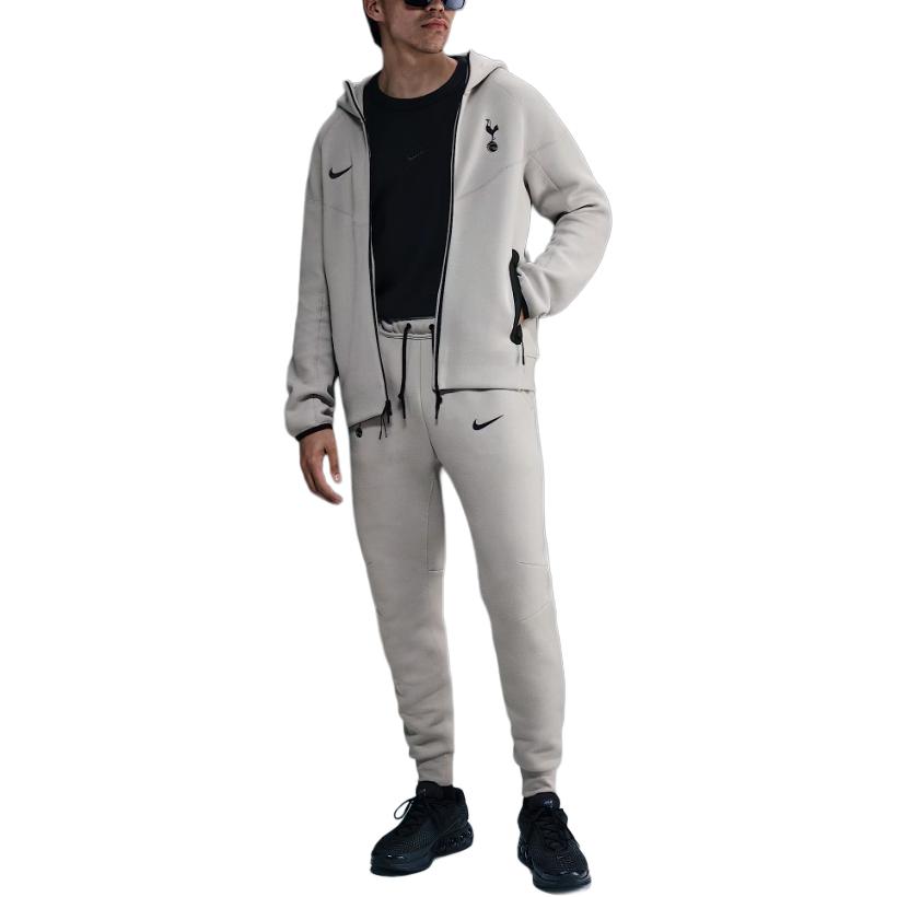 Толстовка Tottenham Hotspur Tech Windrunner мужская флисовая футбольная с полной молнией Nike, светло-iron ore/binary синий