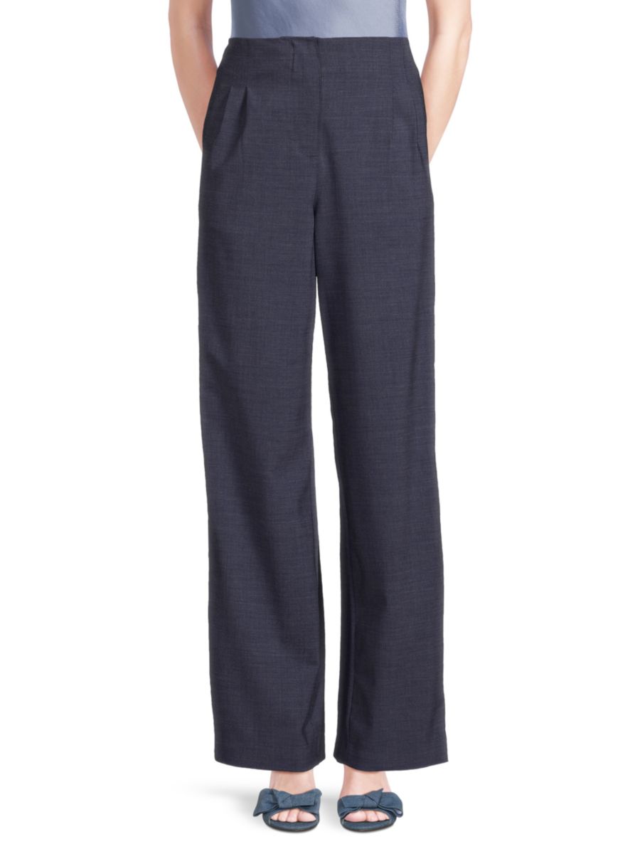 

Широкие брюки Marfa из смесовой шерсти Tanya Taylor, цвет Dark Chambray Blue