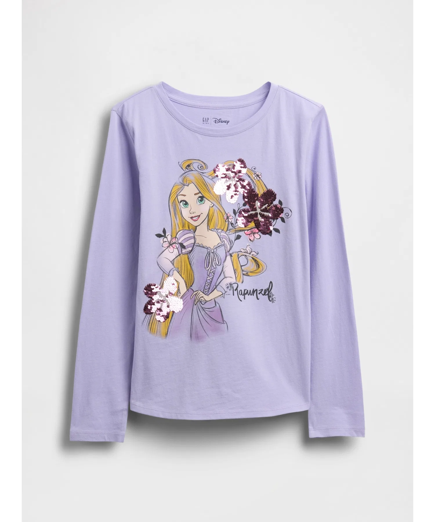 Детская футболка с пайетками GAP Disney фиолетовая — фото 4