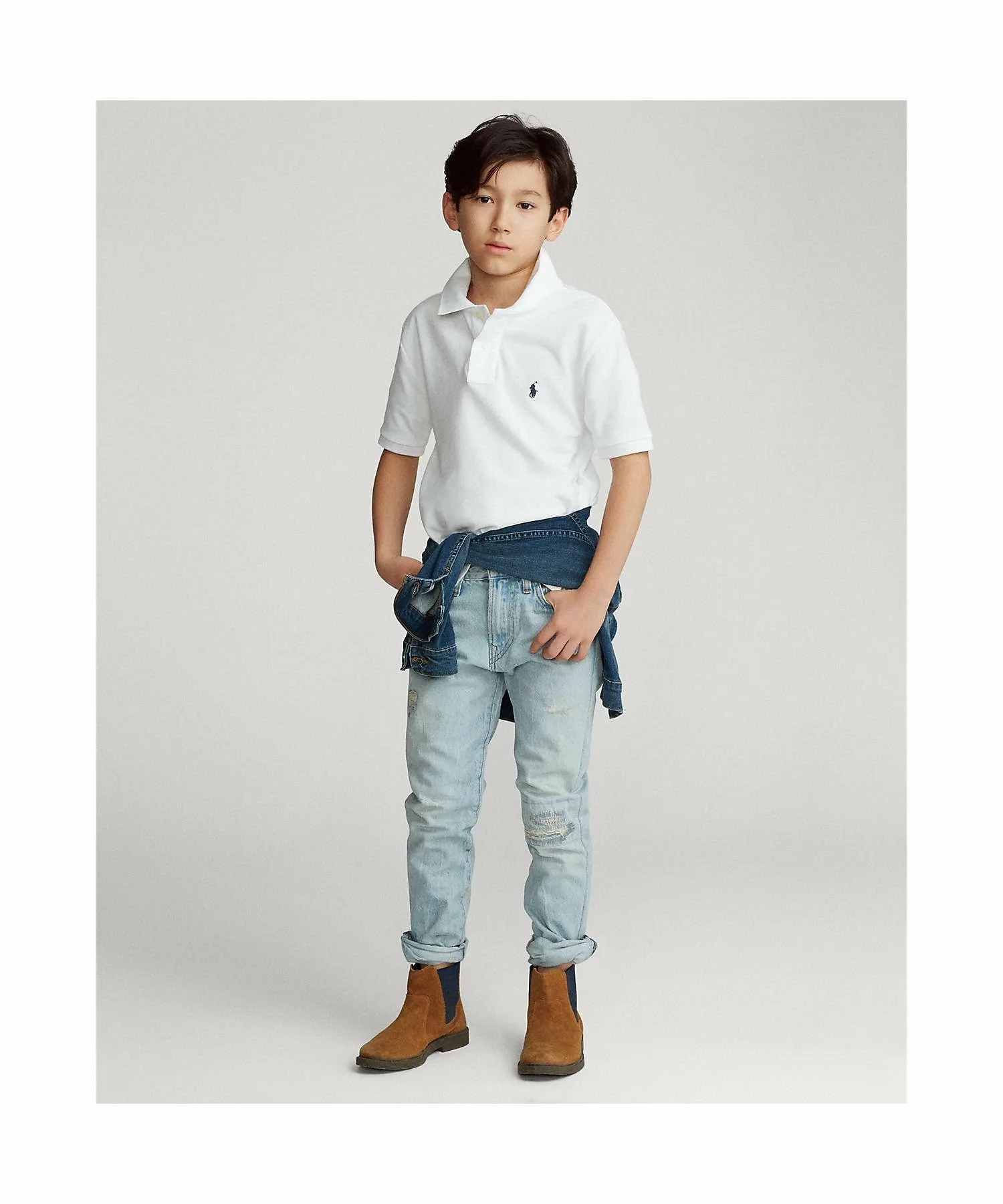 Хлопковая сетчатая рубашка-поло (Для мальчиков 8-20 лет) Polo Ralph Lauren, 100 White — фото 4