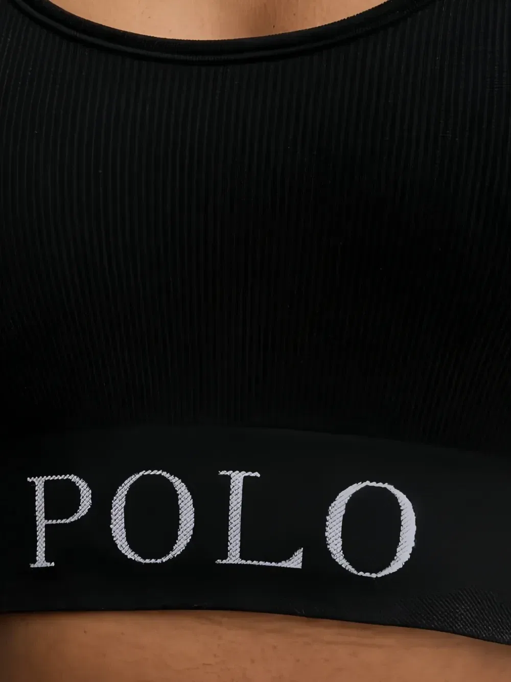 Бюстгальтер Polo Ralph Lauren с ребристой резинкой с логотипом, черный — фото 4