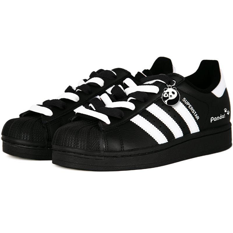 Superstar 2 Shell Head, милый гигантская панда устойчивый к истиранию дышащий низкий верх Adidas Originals, черный — фото 4
