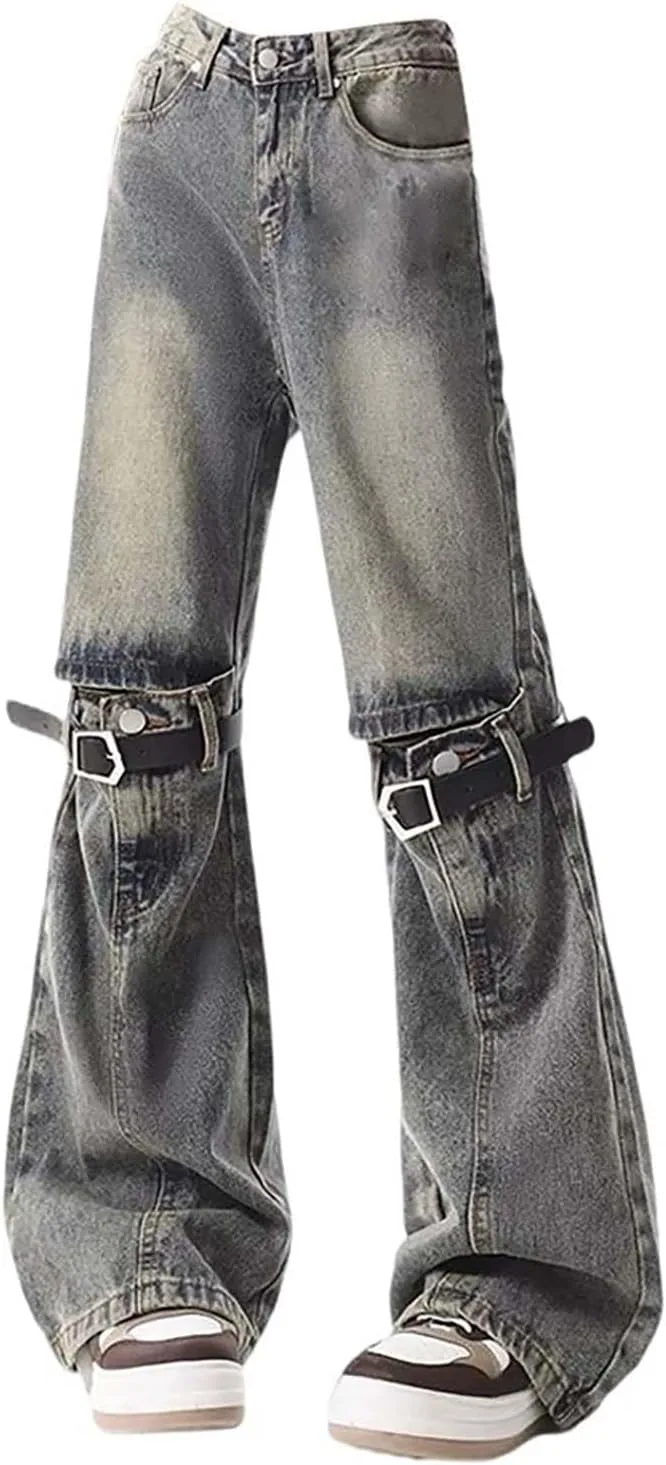 

Джинсы washed yellow mud, американский ретро стиль y2k, гот широкие штанины UICIOP