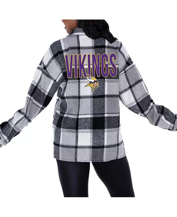

Женская серая клетчатая рубашка Minnesota Vikings Fieldside Fun на пуговицах Gameday Couture