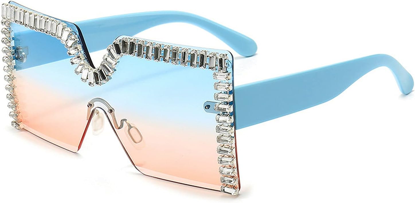 

Солнцезащитные очки COTIA Oversized для женщин и мужчин, без оправы, квадратная форма, ромбовидный дизайн, большая квадратная оправа, многоцветные, разноцветные, Blue Pink