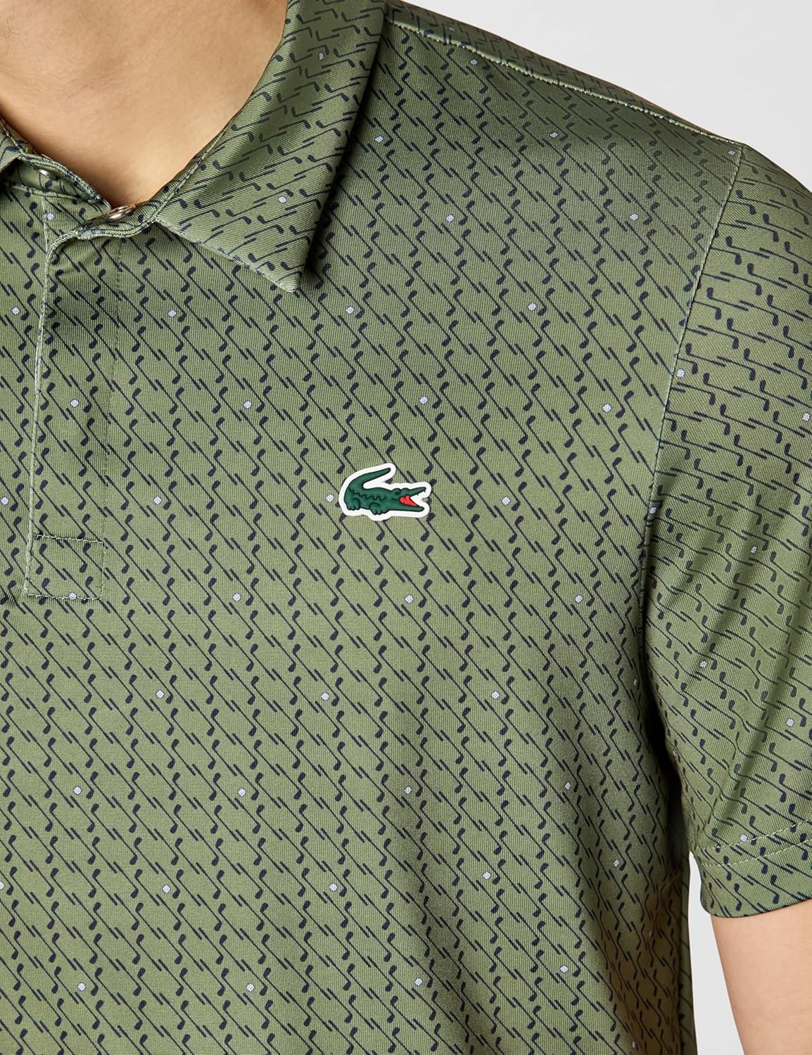 Lacoste мужская поло для гольфа Regular Fit с защитой от ультрафиолета, Khaki Green & Navy Blue — фото 4