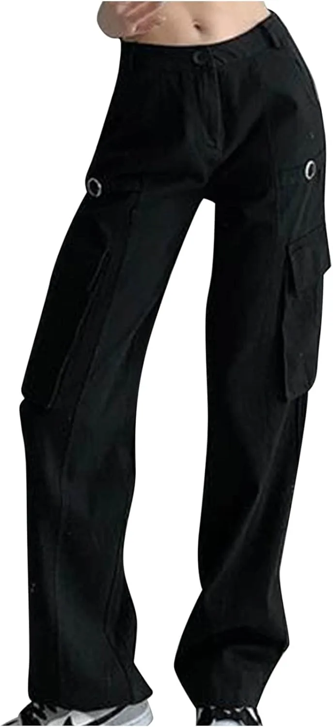 

Женские карго джинсы low waisted с широкими штанинами и клапанами на карманах NATHGAM