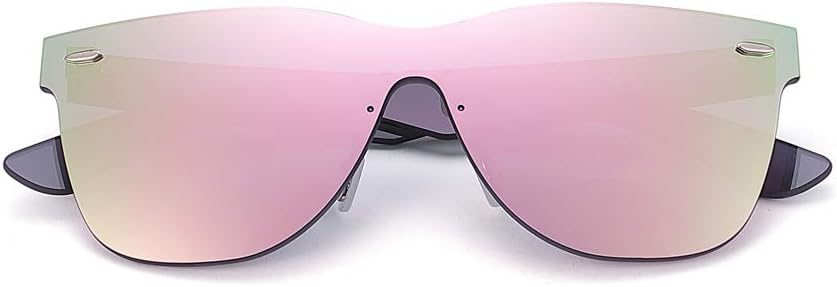 

Солнцезащитные очки без оправы для женщин и мужчин, цельные, квадратные, с большими зеркальными линзами и антибликовым покрытием 2020 VentiVenti, Pink Frame/Pink Revo Lens