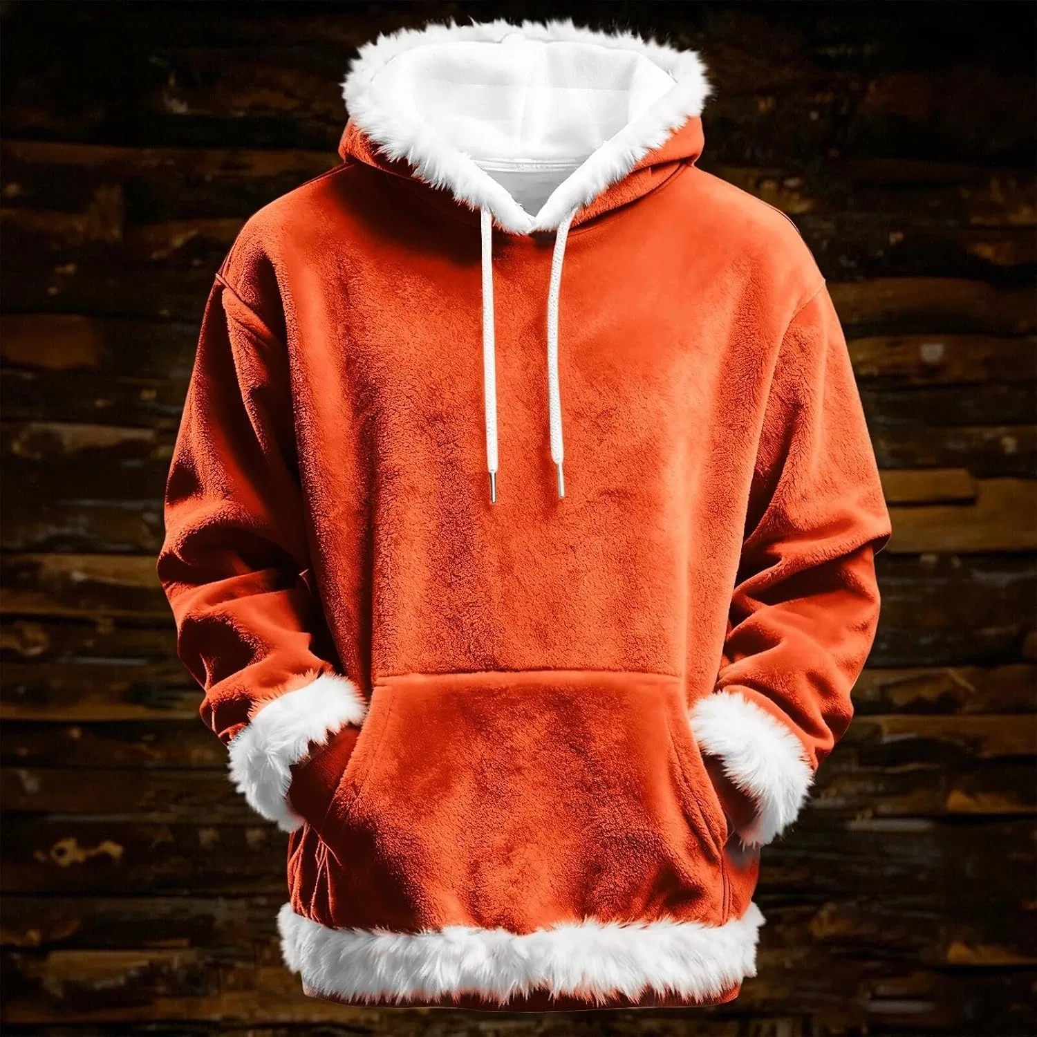 Generic Женские флисовые худи с длинными рукавами, толстовки оверсайз, модные худи, мягкие, уютные, теплые, повседневные худи с карманом, #J-Orange — фото 2