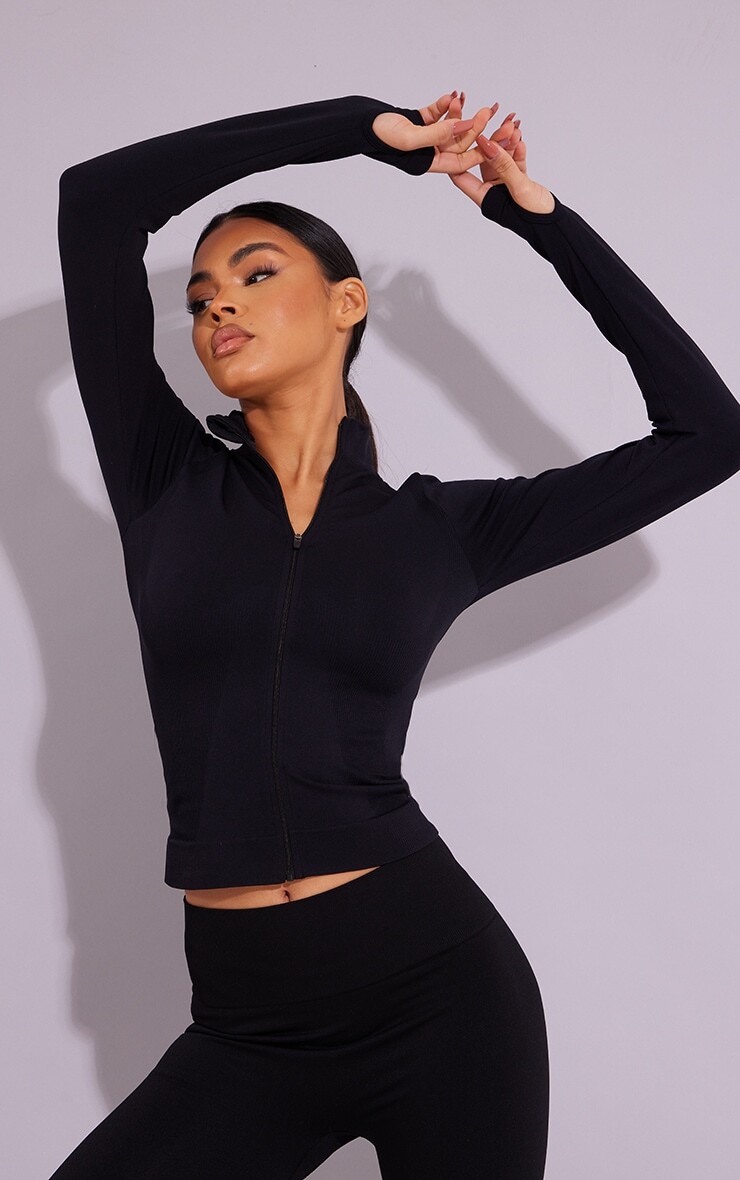 

PrettyLittleThing Черная базовая бесшовная куртка, Черный, PrettyLittleThing Черная базовая бесшовная куртка
