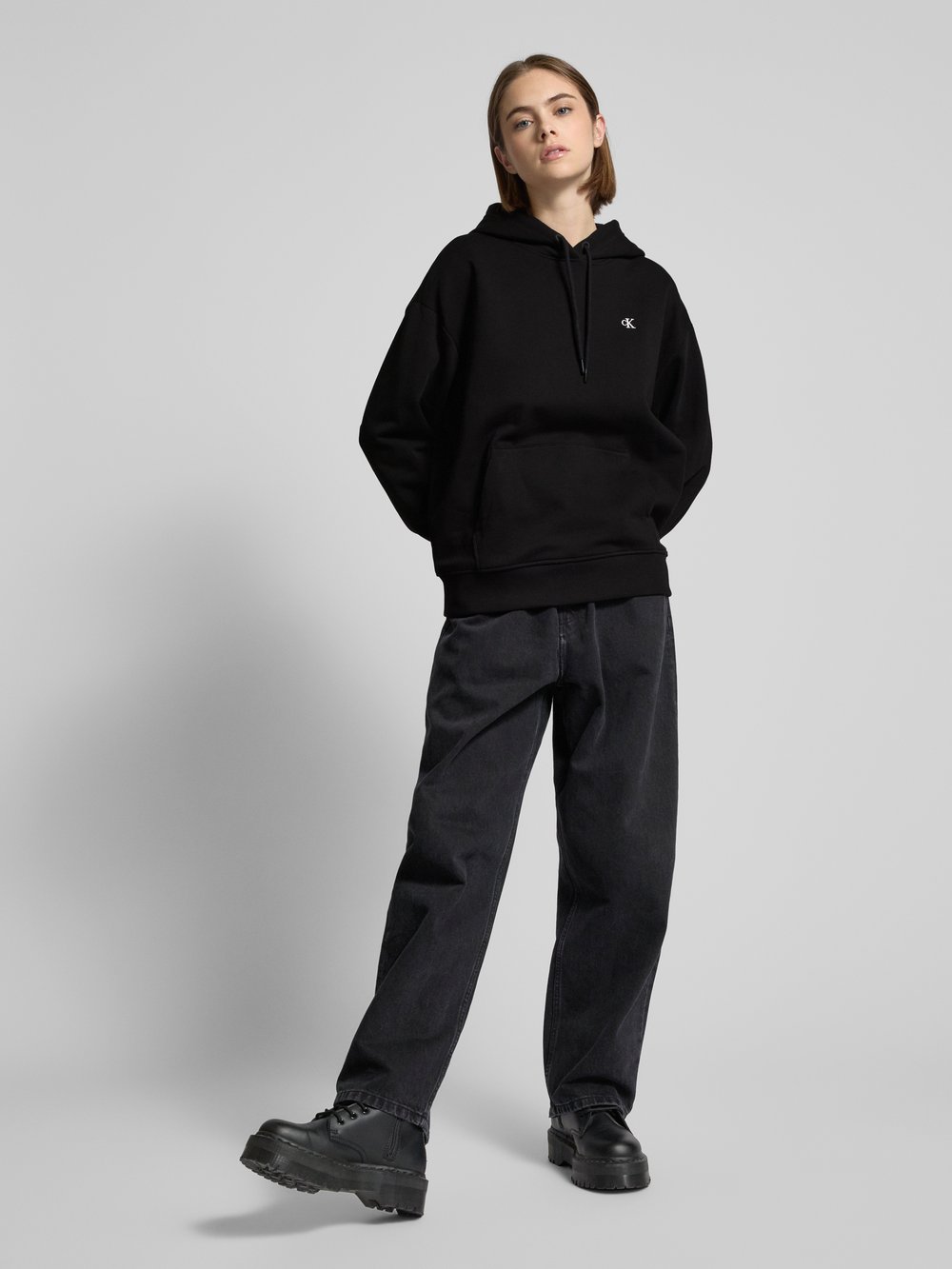 

Толстовка с капюшоном и вышитым логотипом, модель «SCRIPT INSTITUTIONAL» Calvin Klein Jeans, черный