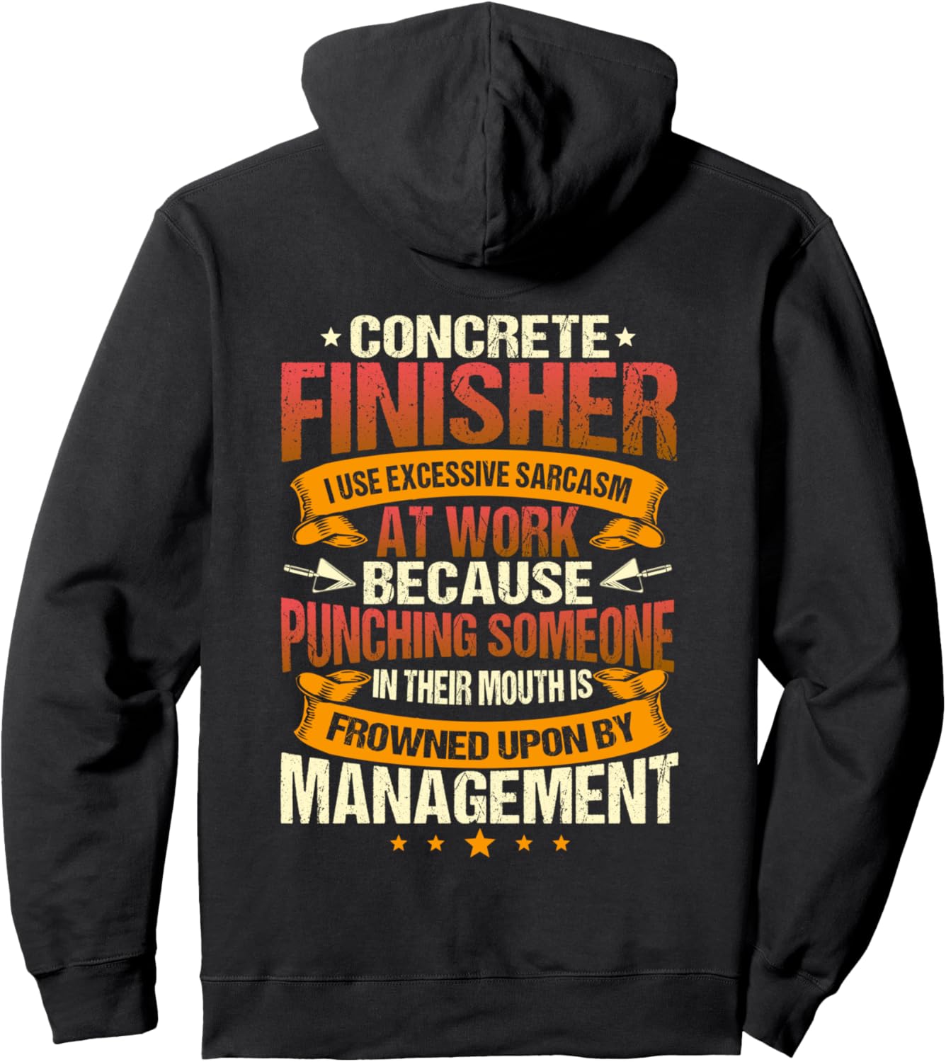 

Рисунок, имитирующий бетон, на спине худи Concrete Finisher Gift, черный