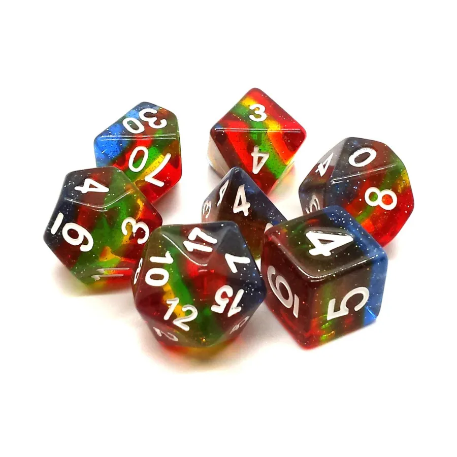 

Поли-набор полупрозрачных радужных блесток с белым (7), Acrylic-Resin Dice - Gradient