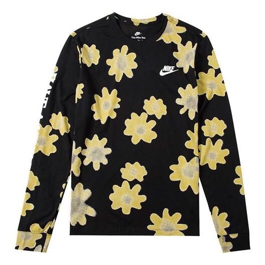 

Футболка Nike SS22 Flowers Logo Printing Round Neck Long Sleeves Black, черный