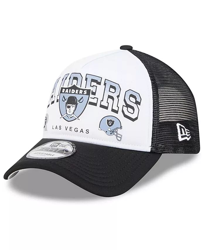 

Мужская белая/черная кепка Las Vegas Raiders Retro Wordmark A-Frame 9FORTY Adjustable New Era