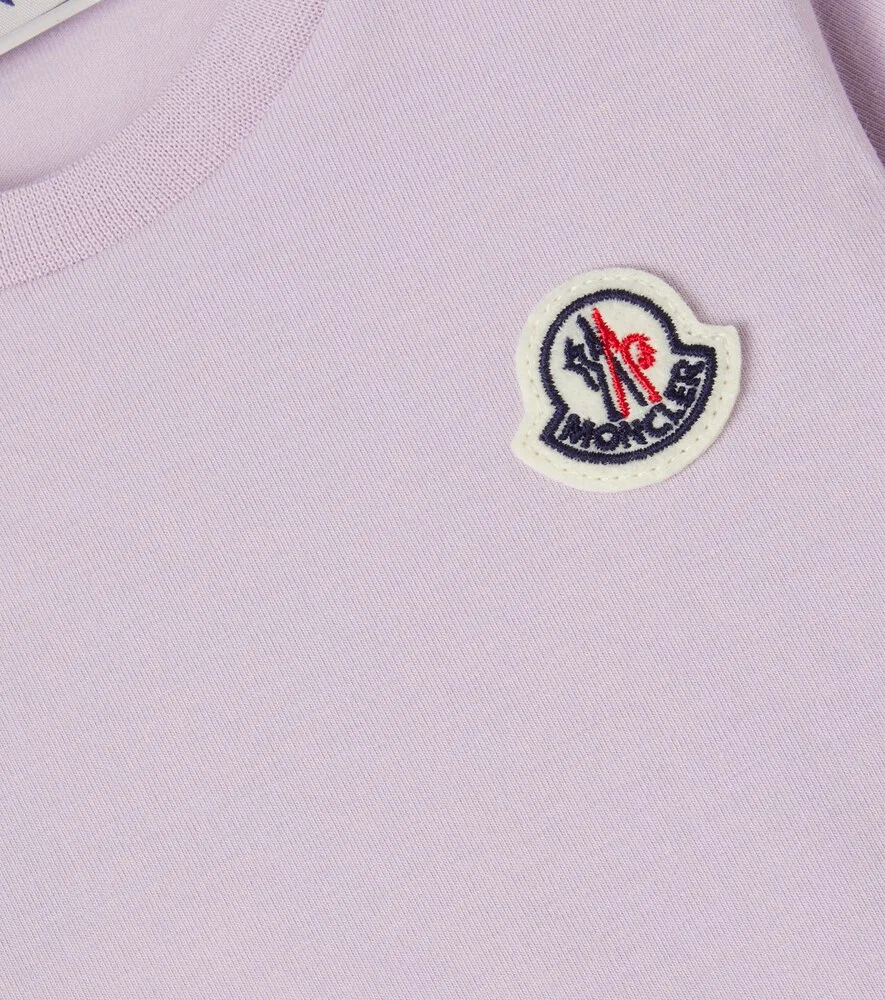 Детское платье из хлопкового трикотажа с логотипом Moncler Enfant, фиолетовый — фото 3