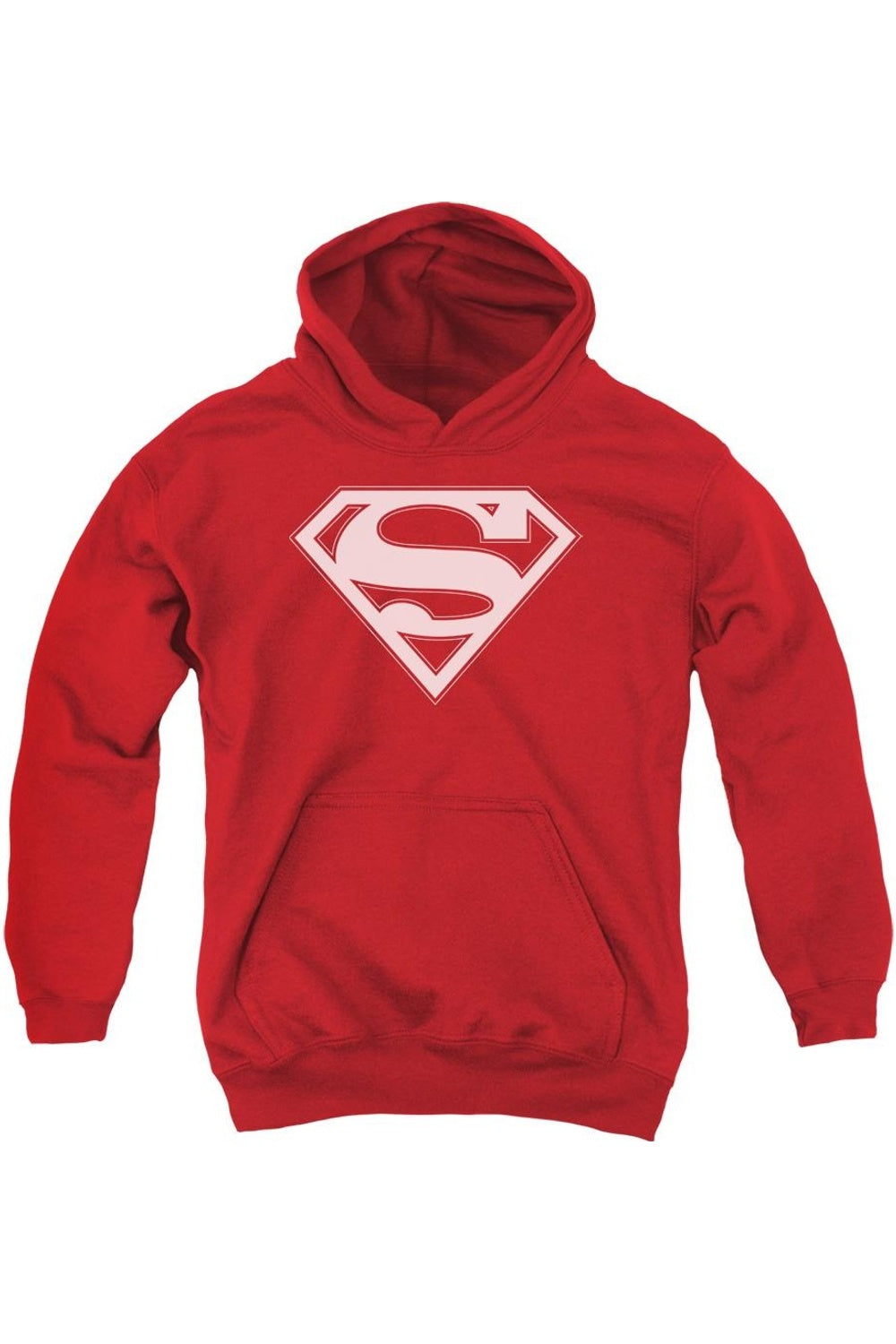 

Детская толстовка с капюшоном Superman в красно-белых тонах Gildan