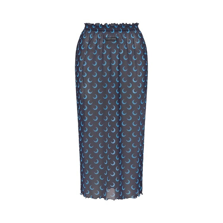 

Юбка Marine Serre Moon Printed Mesh Midi Skirt, темно-синий