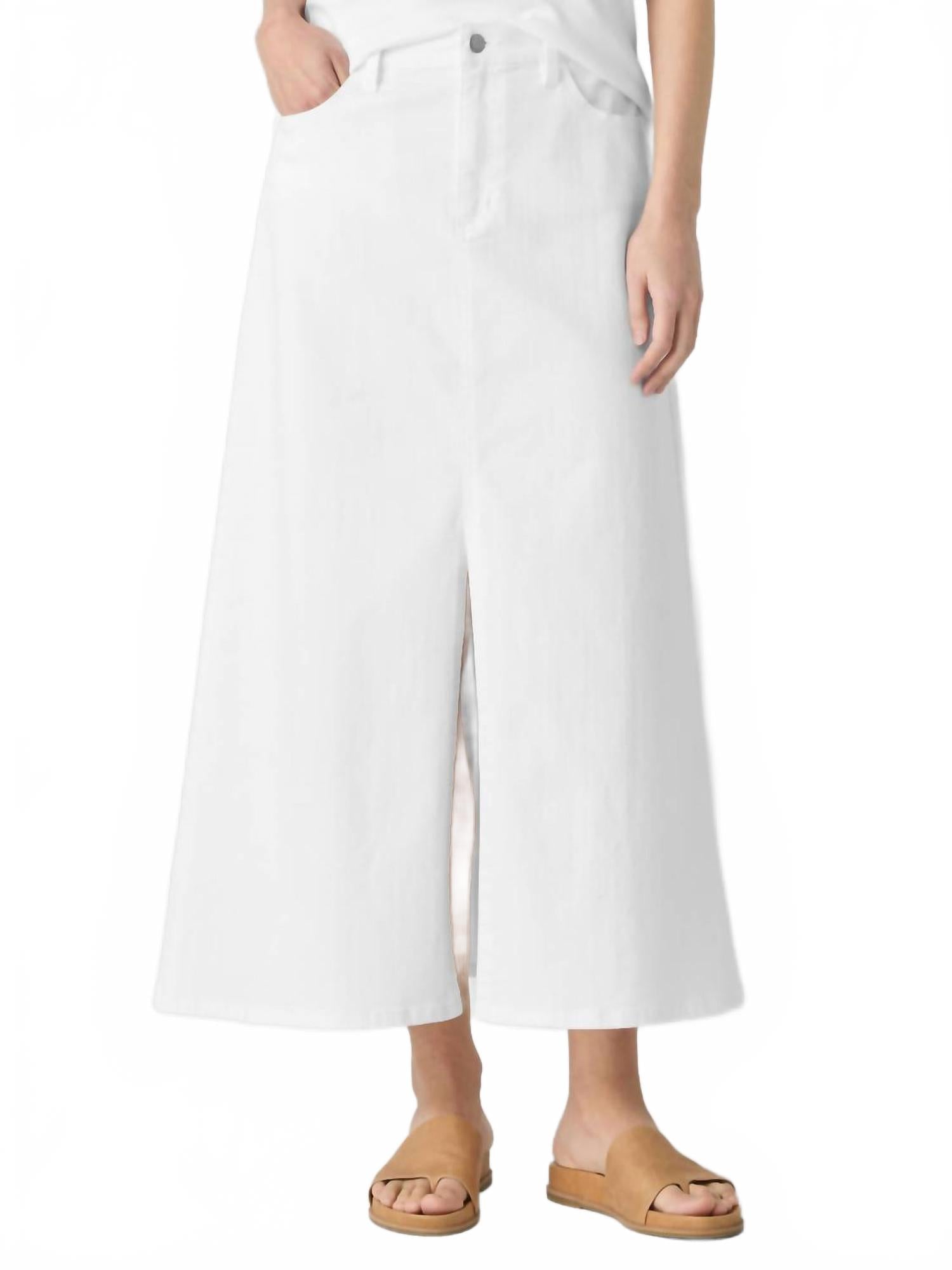 

Eileen Fisher А-образная юбка из окрашенной в готовом виде джинсовой ткани белого цвета