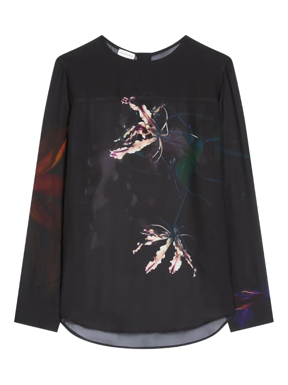 

Рубашка с цветочным принтом DRIES VAN NOTEN, черный