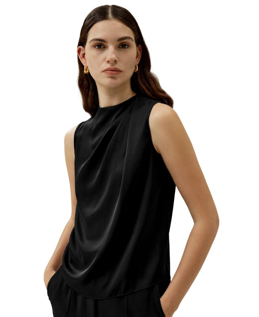 

Женский минималистичный шелковый топ без рукавов LILYSILK, Black