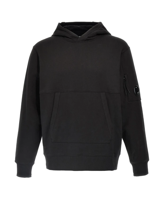 

Толстовка с капюшоном из флиса с диагональным рельефным рисунком C.P. Company, черный