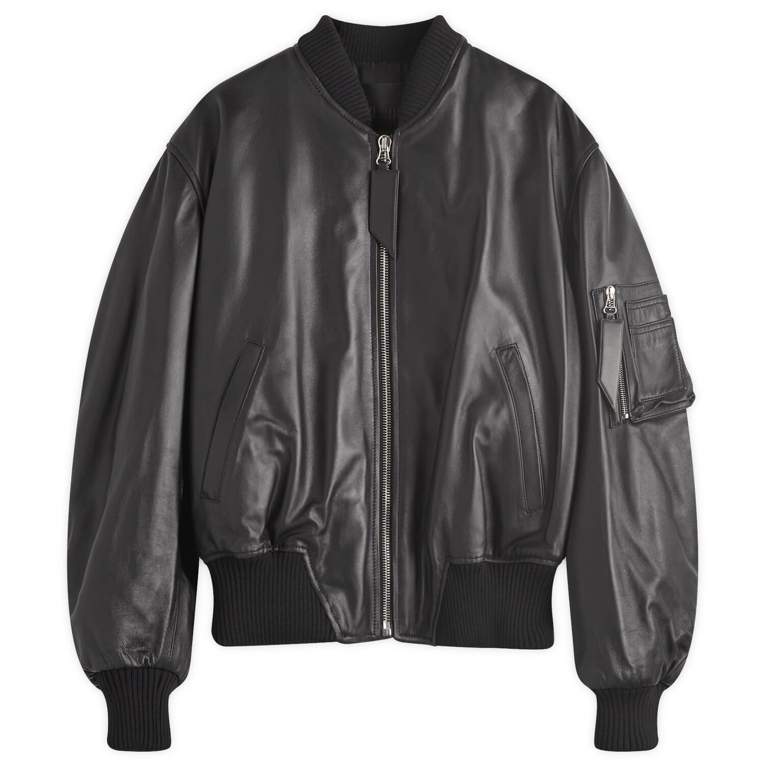 

Куртка бомбер The Attico Anja Leather Bomber, черный