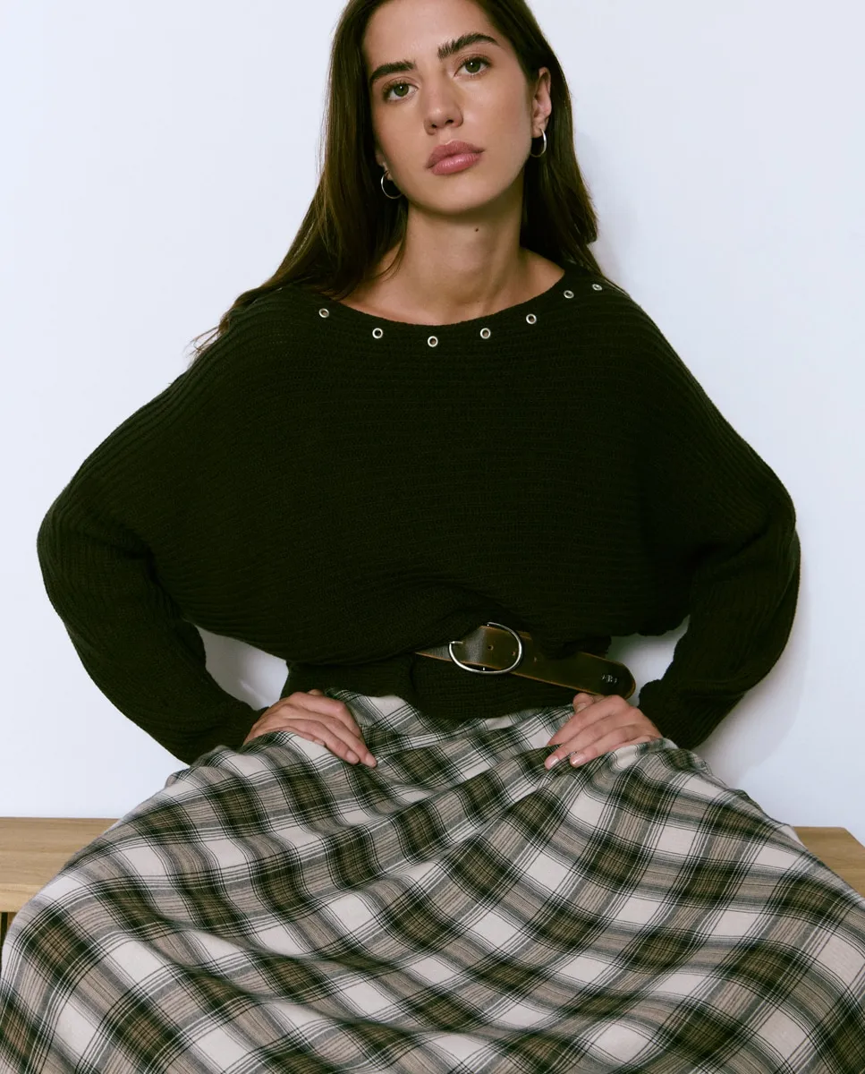 

Женский асимметричный джемпер с люверсами Brownie, коричневый