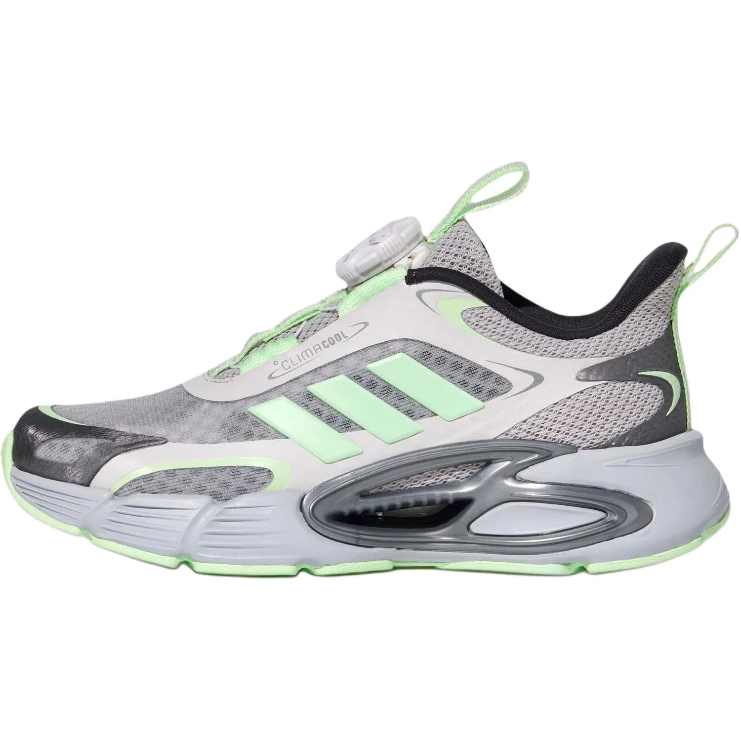 Кроссовки для бега Climacool Slip Resistant, Abrasion Resistant, Rebound Low top серо-зеленые детские Adidas, Gray Green