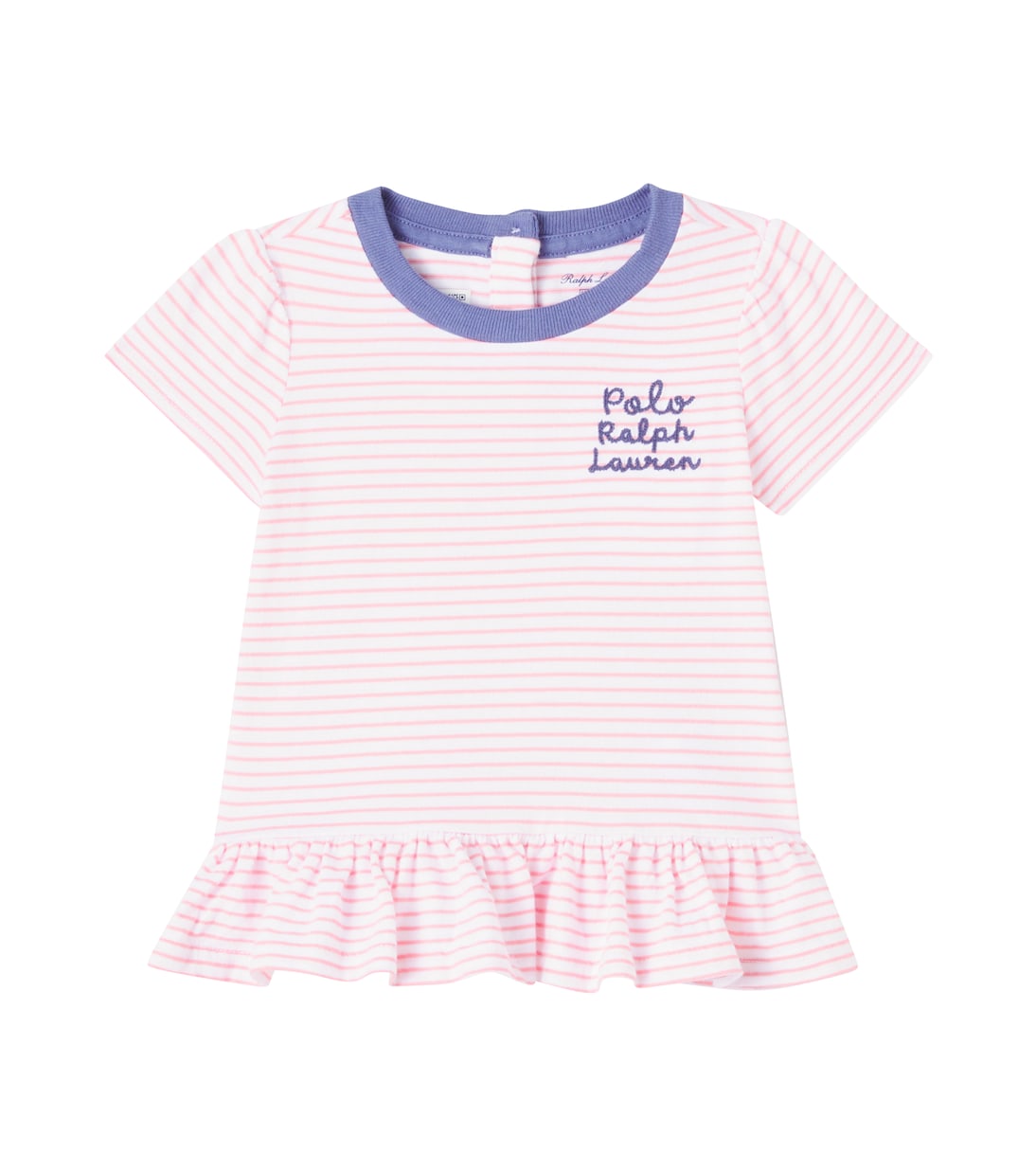 

Детская полосатая хлопковая футболка с рюшами Polo Ralph Lauren Kids, Faded Peony/White Stripe