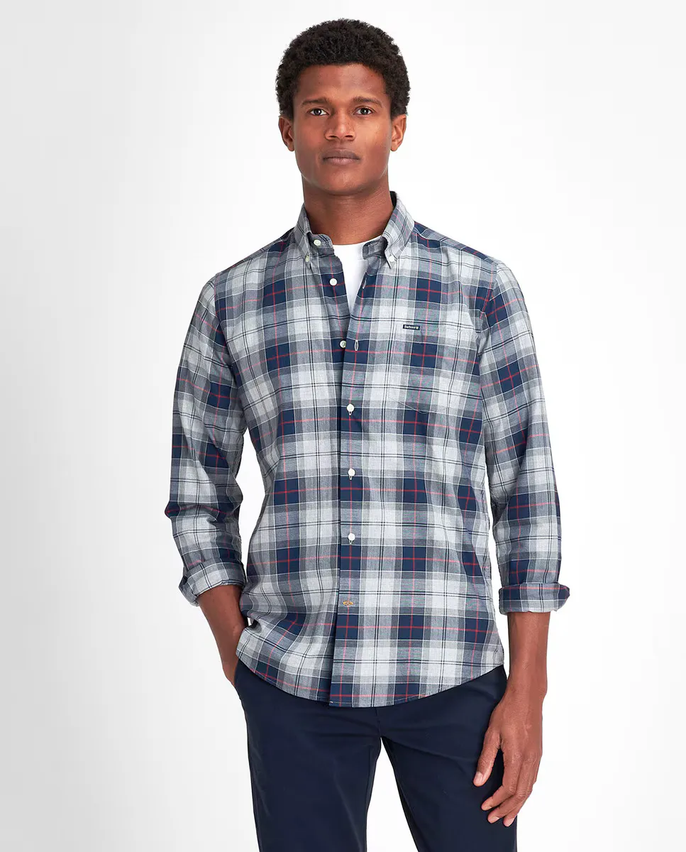 

Мужская клетчатая рубашка с длинными рукавами Barbour, синий