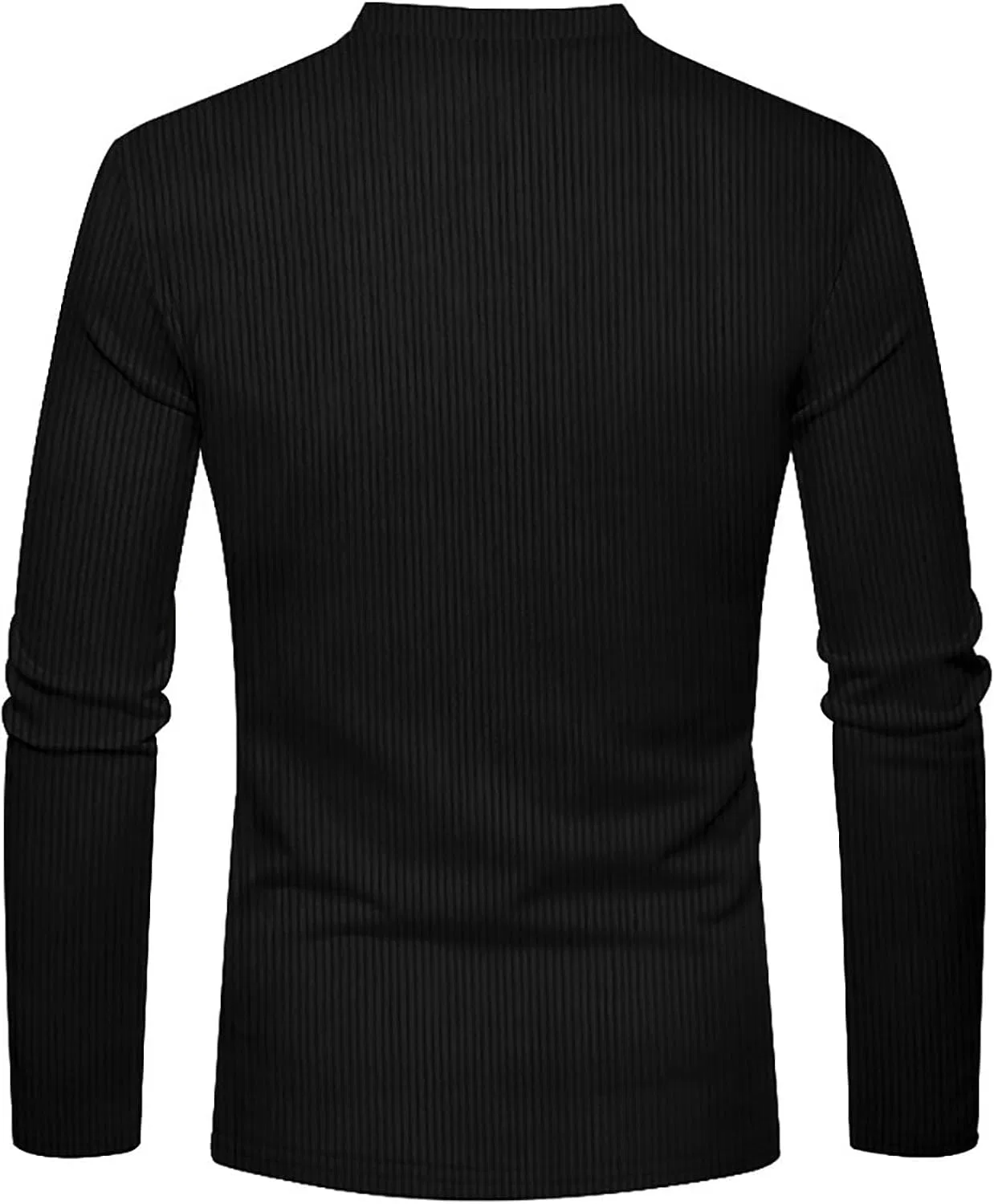 Мужская футболка-поло с длинным рукавом Slim Fit, корд, базовая облегченная, повседневная, с круглым вырезом Generic, черный — фото 4