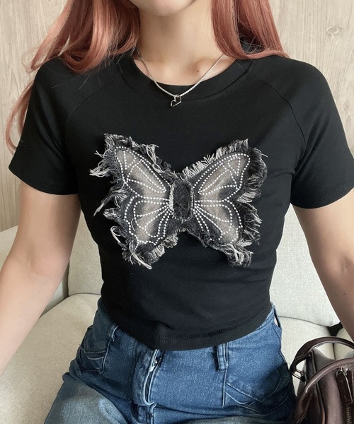 

Футболка с принтом "Чиби-бабочка" Feliz, черный