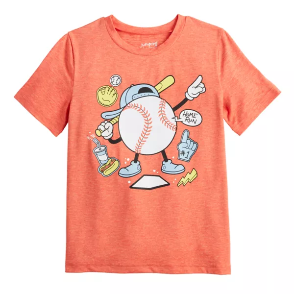 

Футболка с принтом для активных мальчиков 4-12 лет Jumping Beans, цвет coral baseball icons