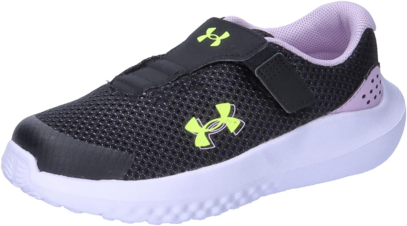 

Детские кроссовки Under Armour Baby Girls' Surge 4 с альтернативной застежкой, (001) Black/Purple Ace/High Vis Yellow