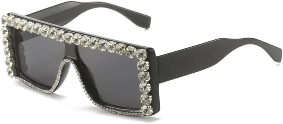 

Солнцезащитные очки большого размера с бриллиантами и квадратной оправой для женщин, модные солнцезащитные очки со стразами для мужчин, винтажные солнцезащитные очки MTZJH, Black