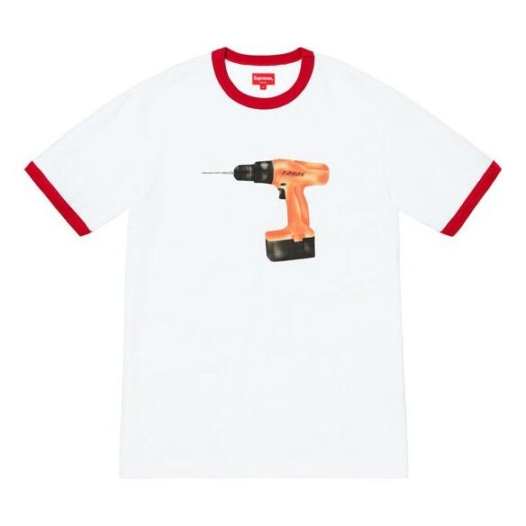 

Футболка ss19 drill ringer electric drill printing short sleeve red Supreme, красный