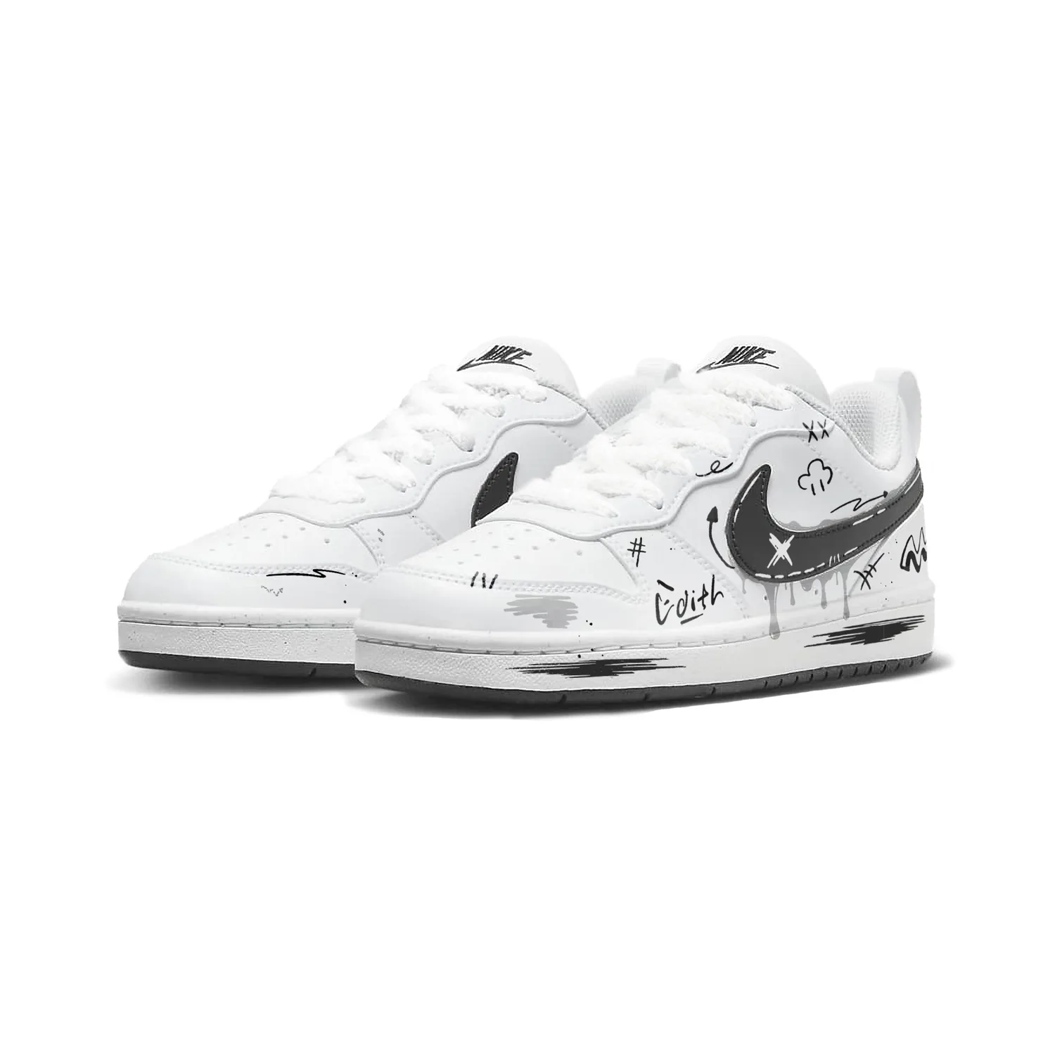 Nike Кроссовки для скейтбординга Court Borough Gray Waterdrop из синтетической кожи, черные, унисекс — фото 4
