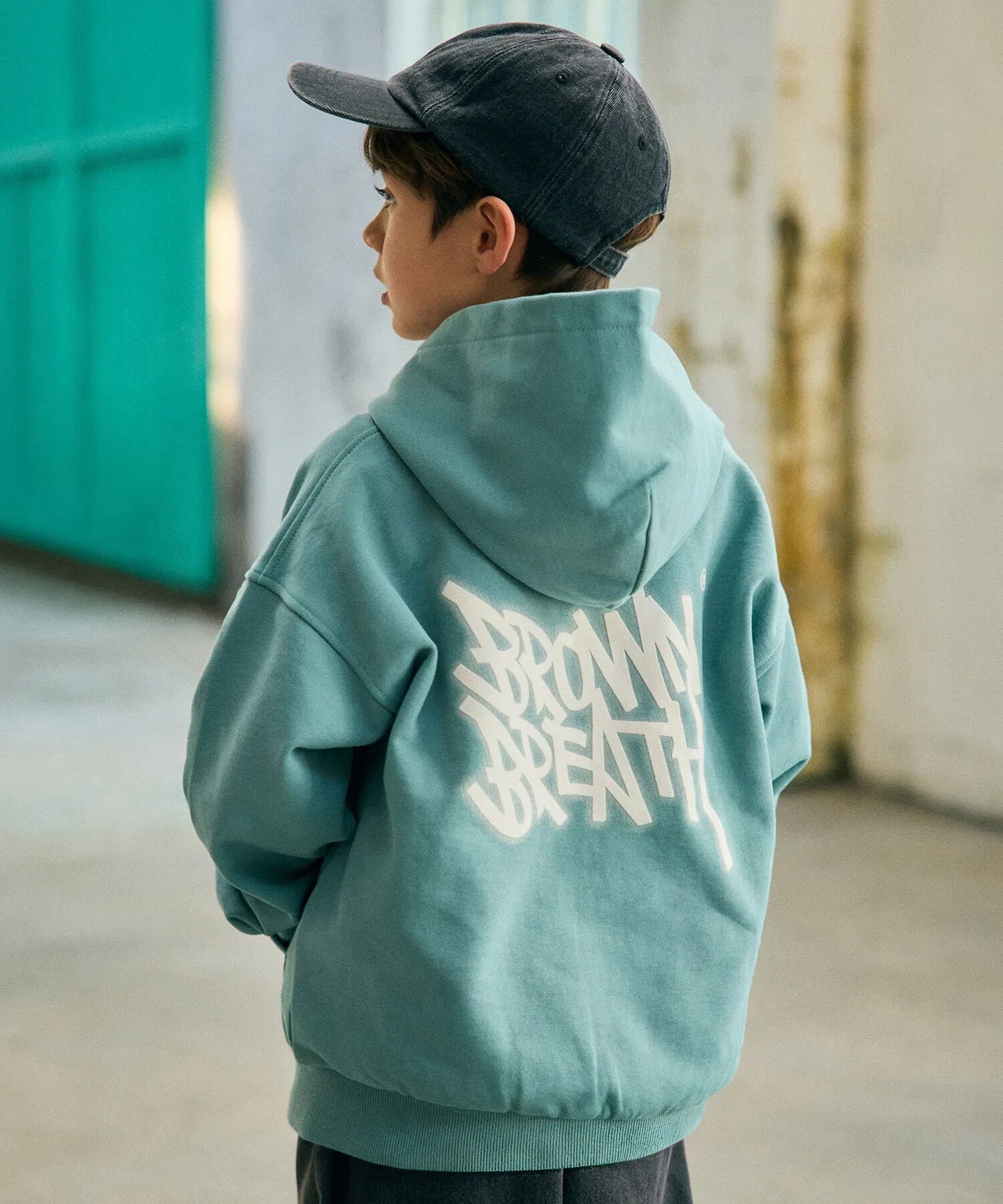 Детская толстовка на молнии с капюшоном Kids Tag Spray Hood мятного цвета от Brownbreath Kids