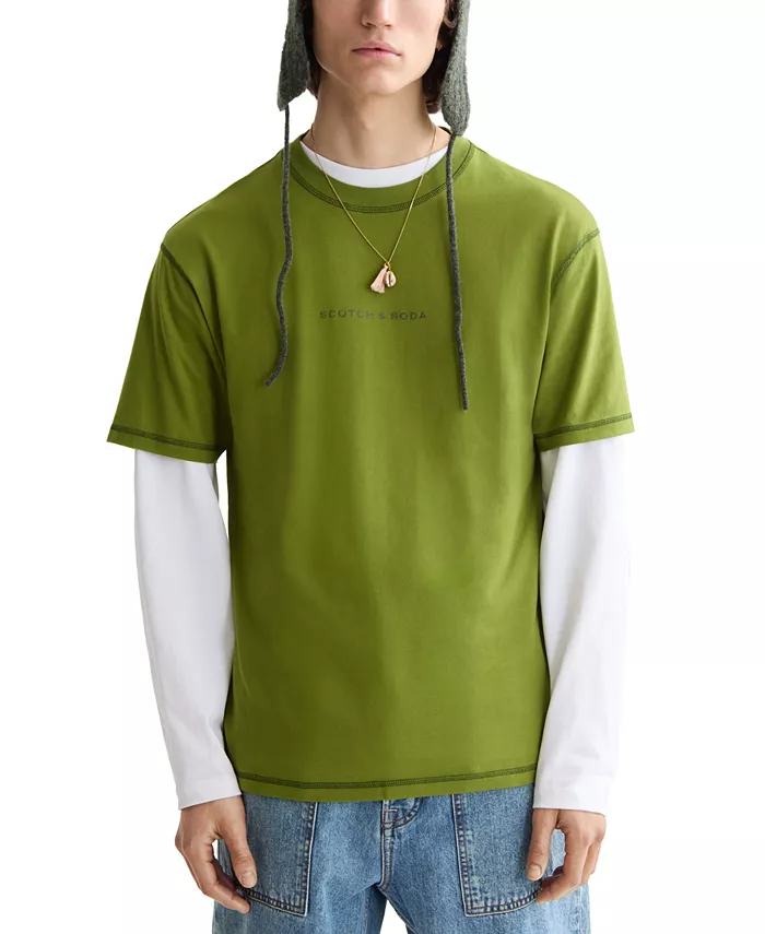 

Мужская футболка Core Relaxed Fit с коротким рукавом и логотипом SCOTCH & SODA, зеленый